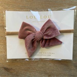 Lou Lou & Company Velvet Bow Headband in Dusty Rose and Tan